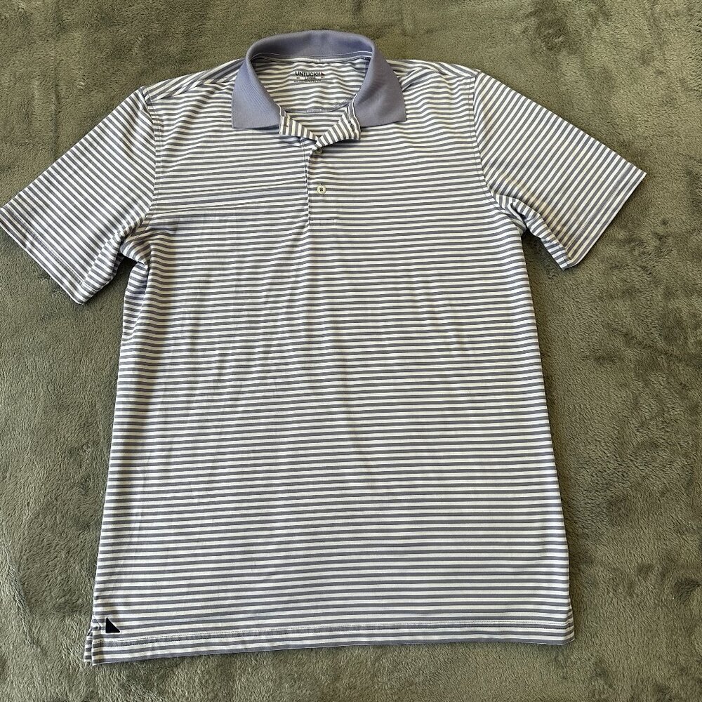 Untuckit Polo Shirt Performance Cronos Feeder Men's LARGE Purple Stripe - Picture 1 of 8